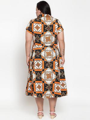 shirt collar printed plus dress - 16763545 - Standard Image - 3