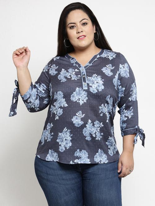 tie up sleeved floral top - 16763548 - Standard Image - 1