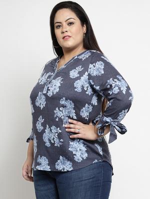 tie up sleeved floral top - 16763548 - Standard Image - 2