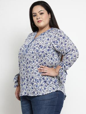tie up sleeved floral top - 16763550 - Standard Image - 2