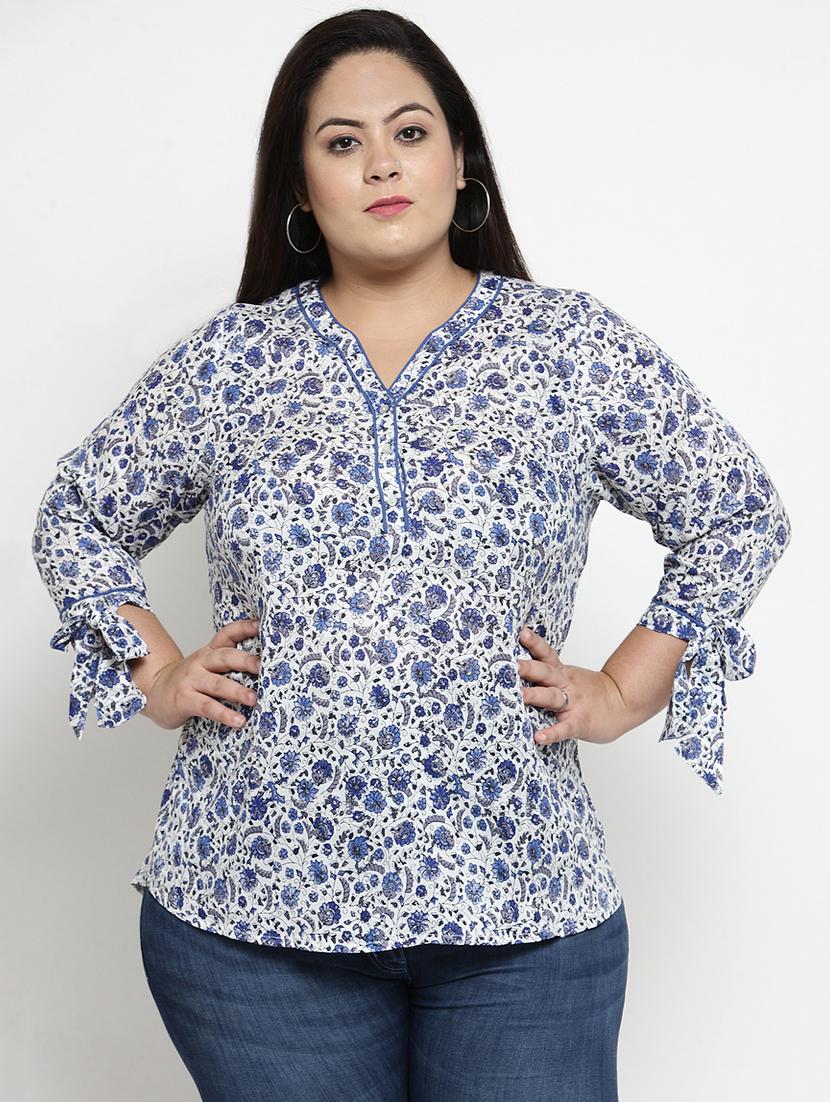 tie up sleeved floral top - 16763550 - Zoom Image - 1