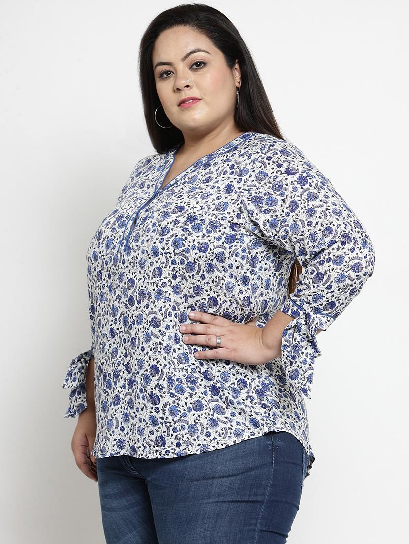tie up sleeved floral top - 16763550 - Zoom Image - 2