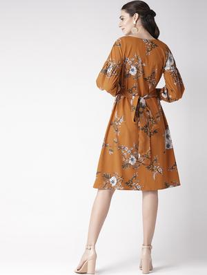 tie back floral a-line dress - 16763557 - Standard Image - 3