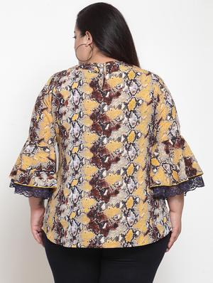 bell sleeved snake print plus top - 16763561 - Standard Image - 3