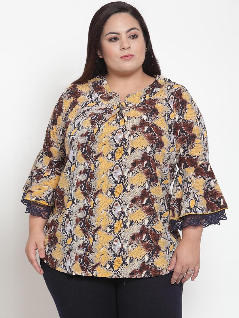 bell sleeved snake print plus top - 16763561 - Zoom Image - 1