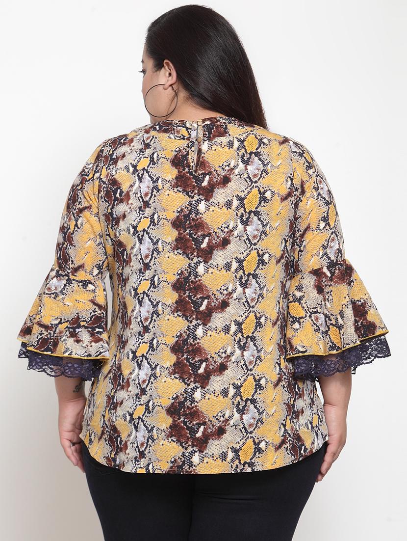 bell sleeved snake print plus top - 16763561 - Zoom Image - 3
