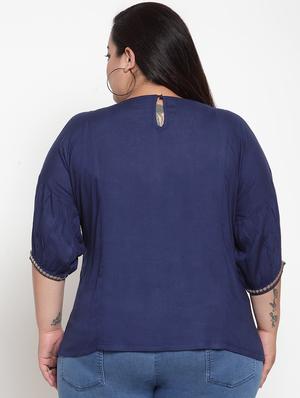 embroidered detail drop shoulder top - 16763562 - Standard Image - 3