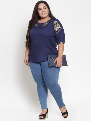 embroidered detail drop shoulder top - 16763562 - Standard Image - 4
