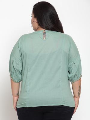 embroidered detail drop shoulder top - 16763563 - Standard Image - 3