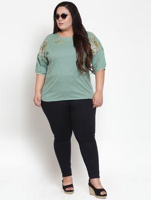 embroidered detail drop shoulder top - 16763563 - Standard Image - 4