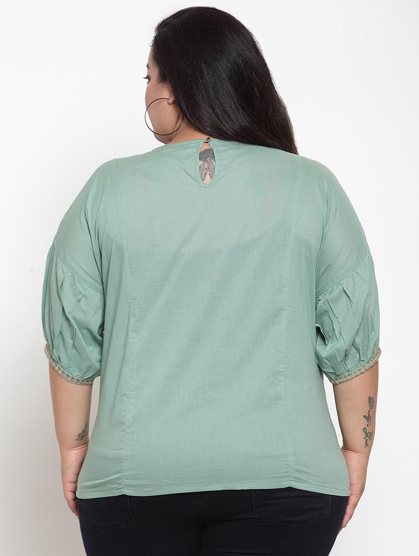 embroidered detail drop shoulder top - 16763563 - Zoom Image - 3