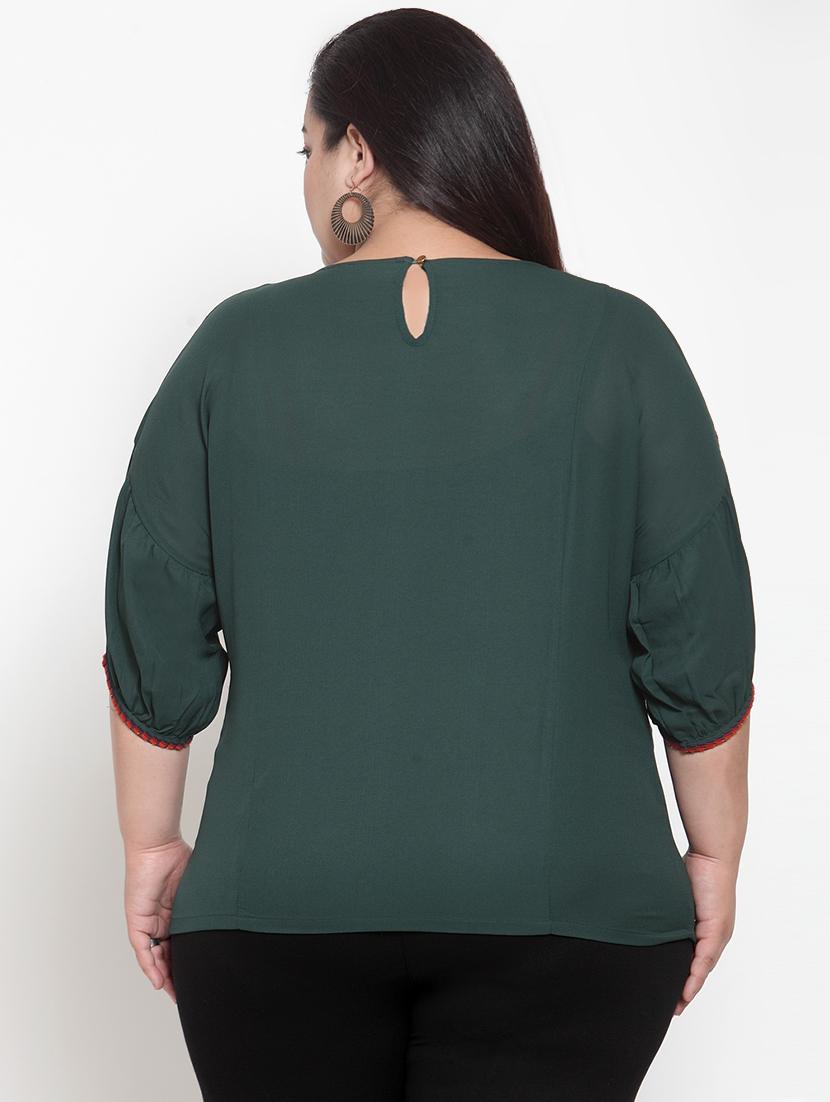 embroidered detail drop shoulder top - 16763564 - Zoom Image - 3