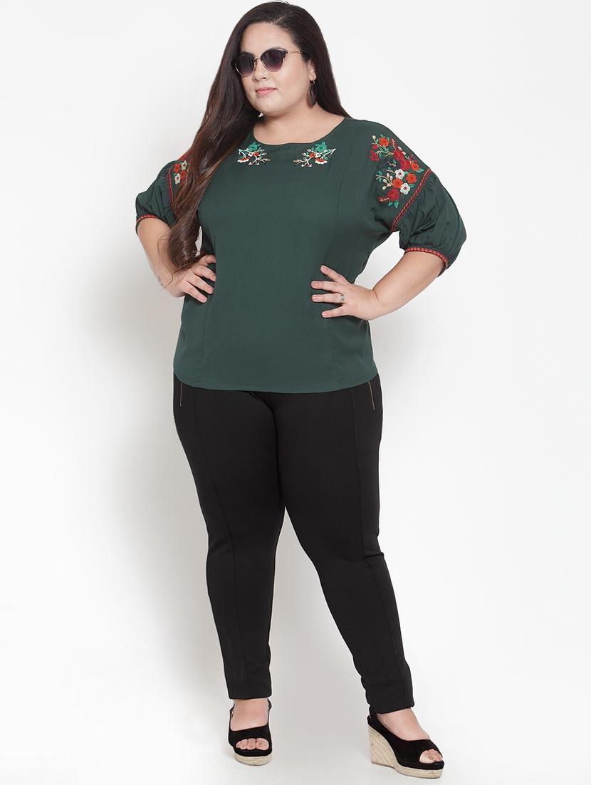 embroidered detail drop shoulder top - 16763564 - Zoom Image - 4