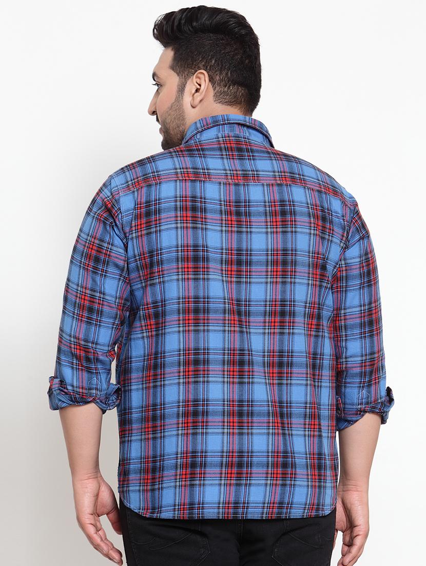 blue checkered casual shirt - 16763627 - Zoom Image - 3