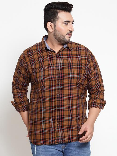 brown checkered casual shirt - 16763629 - Standard Image - 1