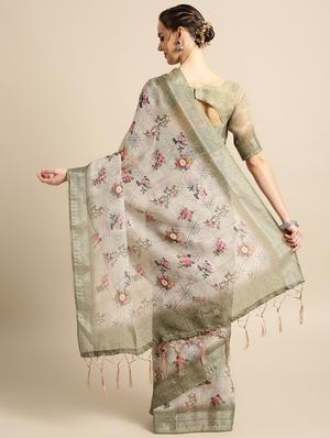 floral printed saree with blouse - 16763661 - Standard Image - 2