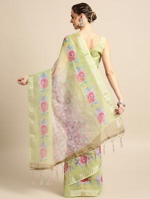 floral printed saree with blouse - 16763662 - Standard Image - 2