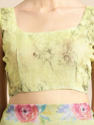 floral printed saree with blouse - 16763662 - Standard Image - 3