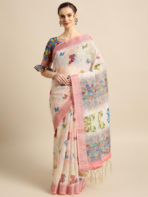 copnversational printed saree with blouse - 16763663 - Standard Image - 1