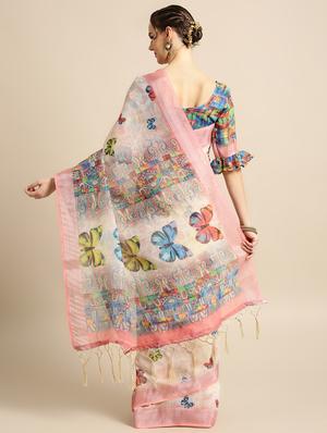 copnversational printed saree with blouse - 16763663 - Standard Image - 2