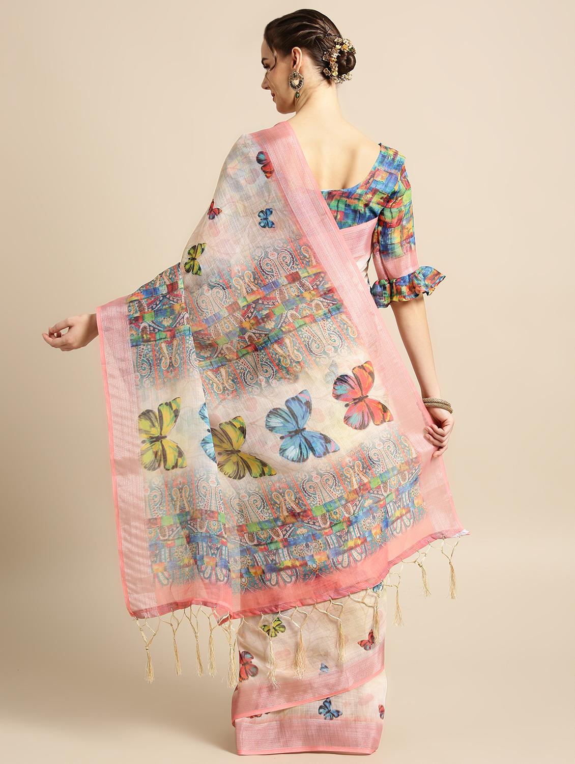 copnversational printed saree with blouse - 16763663 - Zoom Image - 2