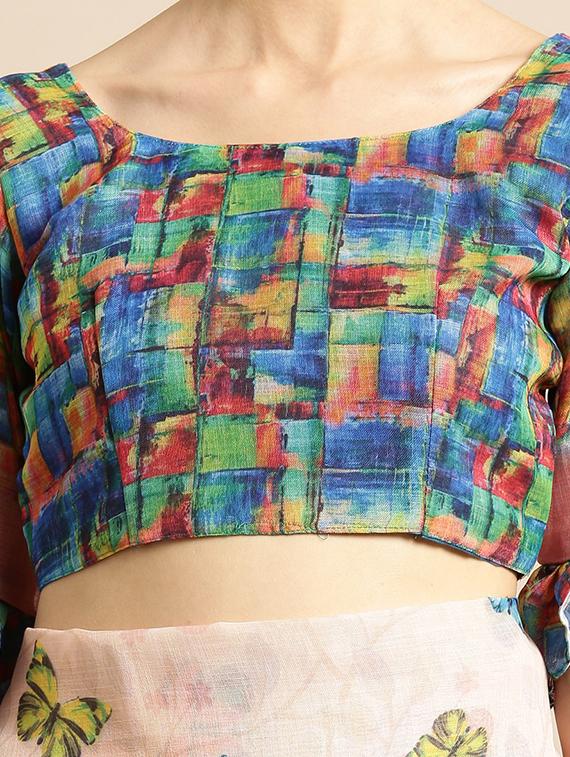 copnversational printed saree with blouse - 16763663 - Zoom Image - 3