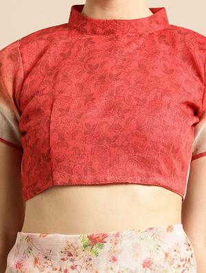 floral printed saree with blouse - 16763667 - Standard Image - 3