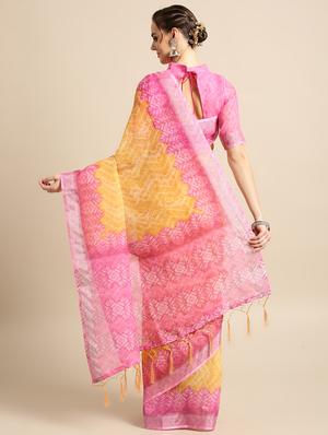printed bordered saree with blouse - 16763669 - Standard Image - 2