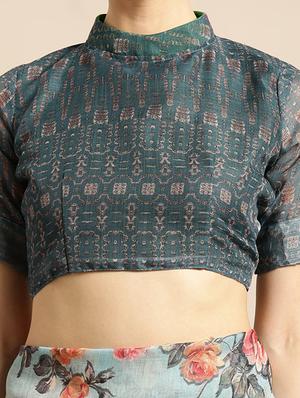 floral printed saree with blouse - 16763672 - Standard Image - 3