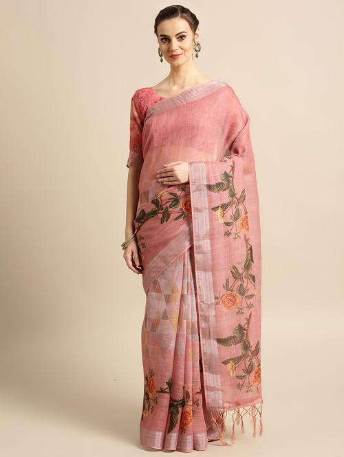 floral printed saree with blouse - 16763674 - Standard Image - 1