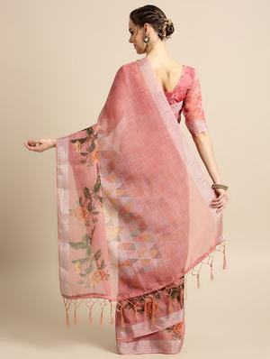 floral printed saree with blouse - 16763674 - Standard Image - 2