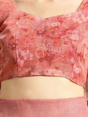 floral printed saree with blouse - 16763674 - Standard Image - 3
