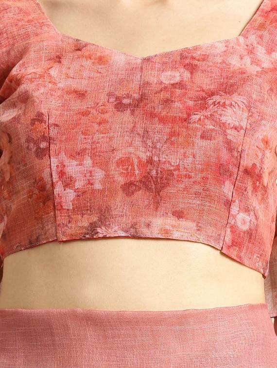 floral printed saree with blouse - 16763674 - Zoom Image - 3
