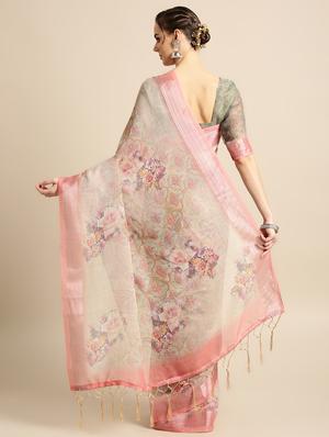floral printed saree with blouse - 16763677 - Standard Image - 2