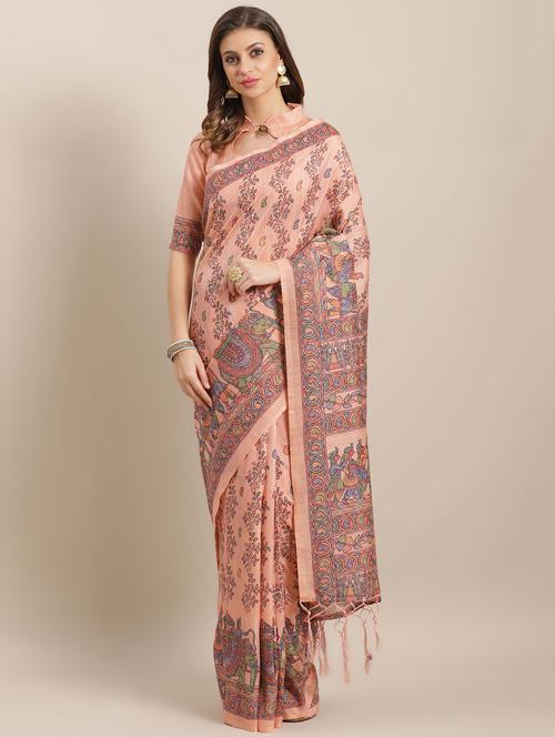 floral printed saree with blouse - 16763681 - Standard Image - 1