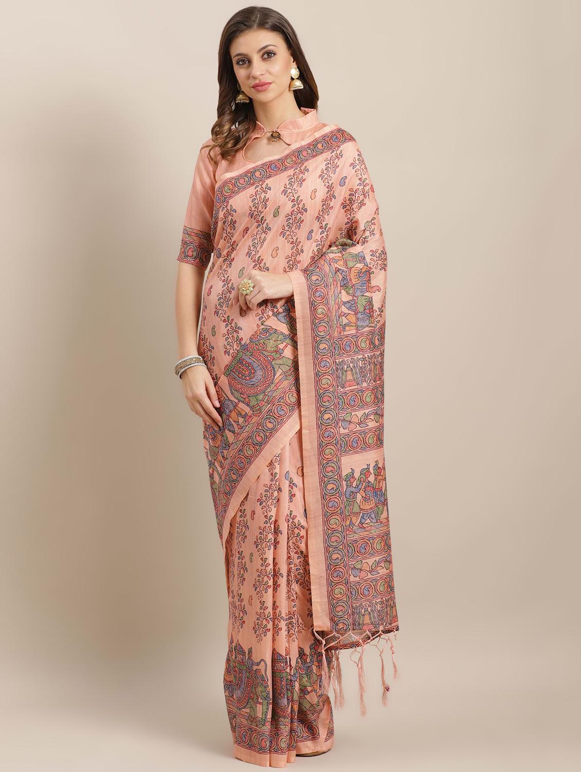 floral printed saree with blouse - 16763681 - Zoom Image - 1