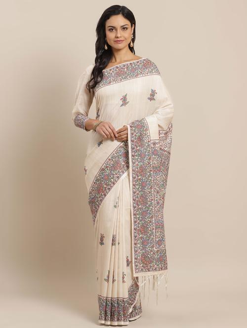 floral printed saree with blouse - 16763686 - Standard Image - 1