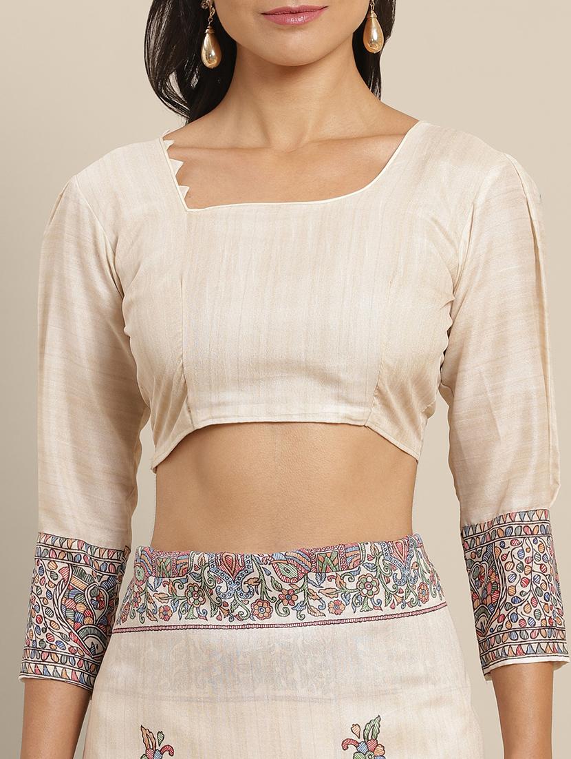 floral printed saree with blouse - 16763686 - Zoom Image - 3