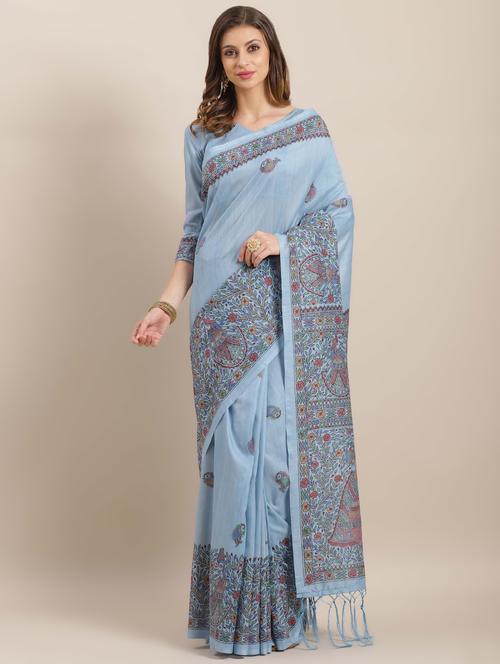 conversational printed saree with blouse - 16763687 - Standard Image - 1