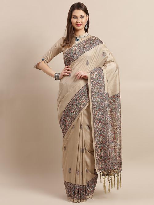 floral printed saree with blouse - 16763688 - Standard Image - 1