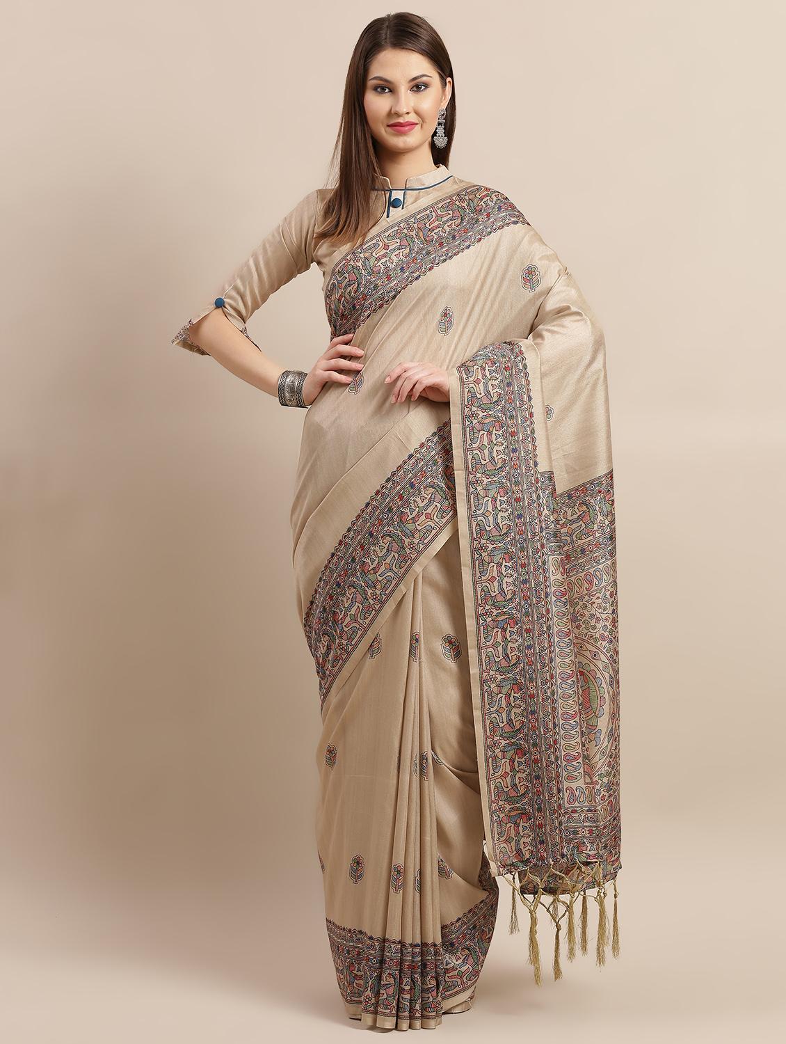 floral printed saree with blouse - 16763688 - Zoom Image - 1