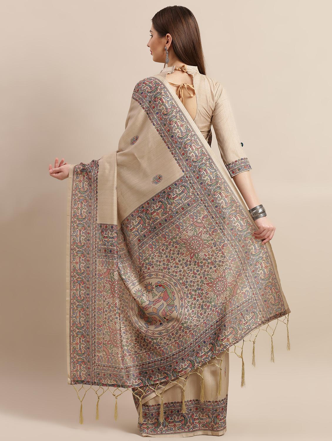 floral printed saree with blouse - 16763688 - Zoom Image - 2