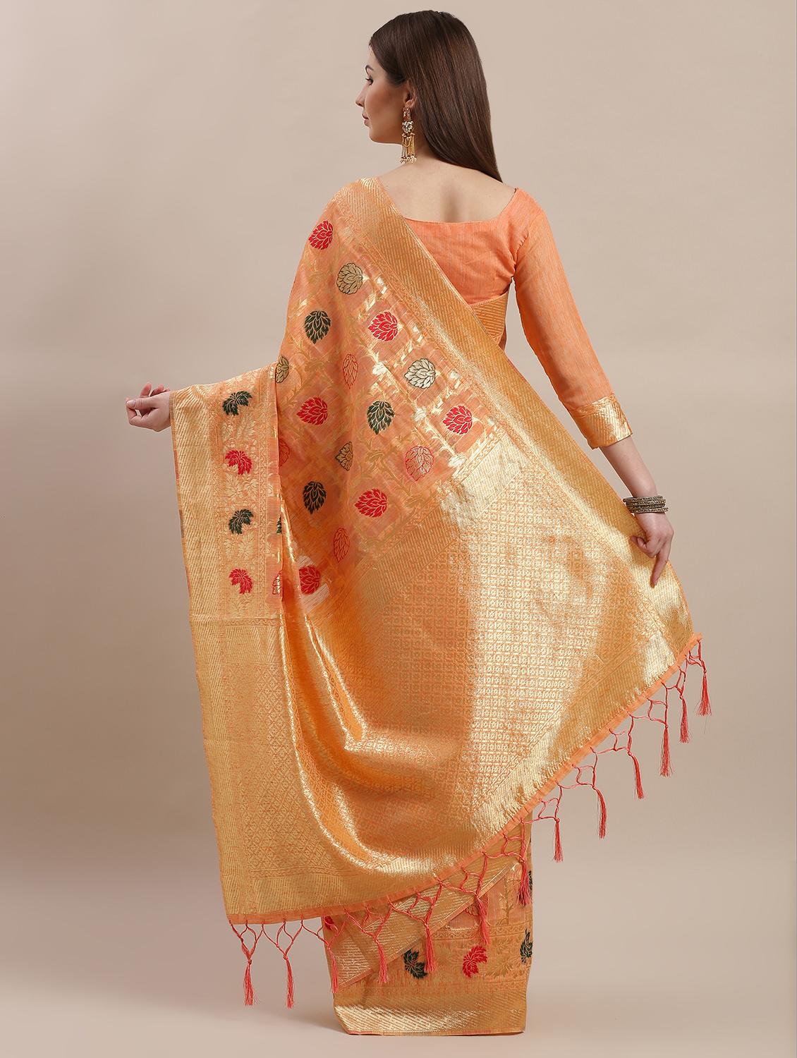 floral printed saree with blouse - 16763690 - Zoom Image - 2