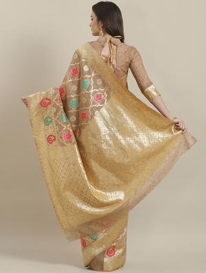 floral printed saree with blouse - 16763693 - Standard Image - 2