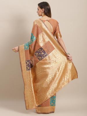 checkered printed saree with blouse - 16763697 - Standard Image - 2
