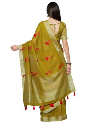 tassel detailed embroidered saree with blouse - 16763704 - Standard Image - 2