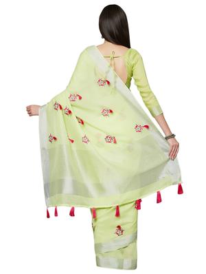tassel detailed embroidered saree with blouse - 16763706 - Standard Image - 2