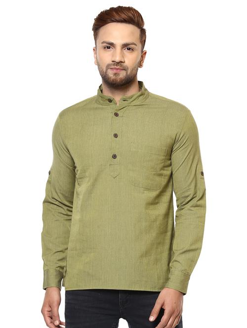 green solid short kurta - 16763794 - Standard Image - 1