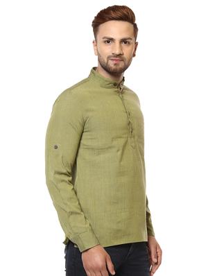 green solid short kurta - 16763794 - Standard Image - 2