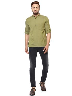 green solid short kurta - 16763794 - Standard Image - 4